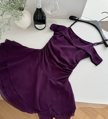 Cute A Line Straps Grape Purple Chiffon Short Homecoming Dress Cocktail Dress HZ1023